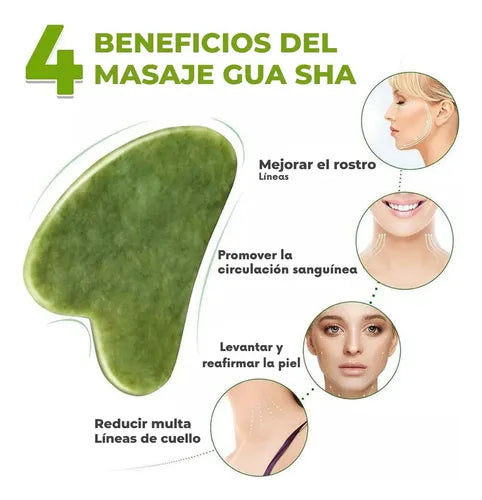 Rodillo Facial de Jade con Gua Sha – Masajeador Ancestral para una Piel Radiante