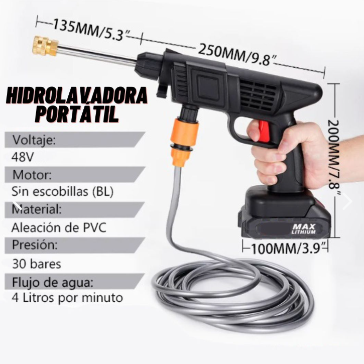 Hidrolavadora Inalámbrica 48V con 2 Baterías – Potencia y Portabilidad 2