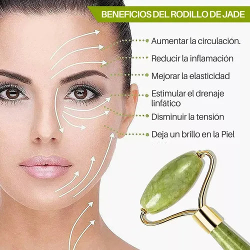 Rodillo Facial de Jade con Gua Sha – Masajeador Ancestral para una Piel Radiante